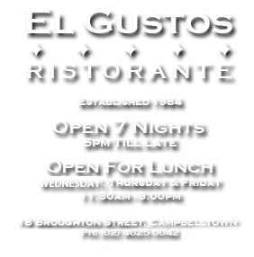 Elgustos Italian Restaurant Established 1984